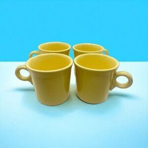 FIESTA WARE  Homer Laughlin O ring Mugs  YELLOW - Set Of 4